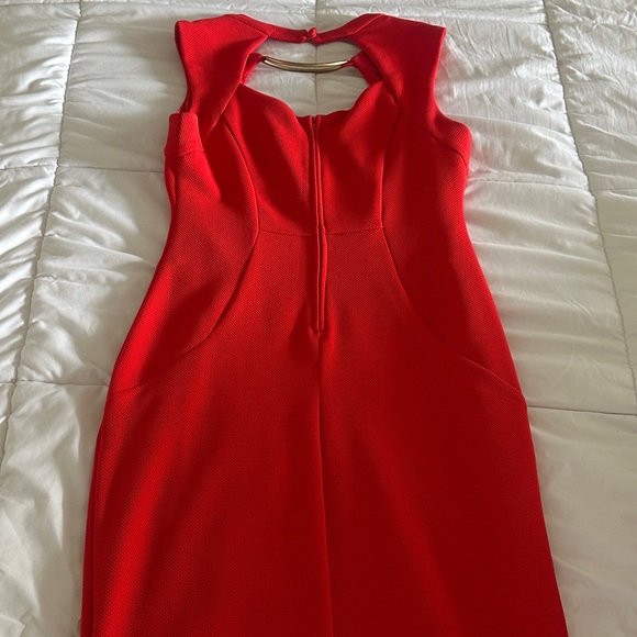 Bisou Bisou Vibrant Red Mini Dress with Gold Neck Ring - Picture 7 of 8